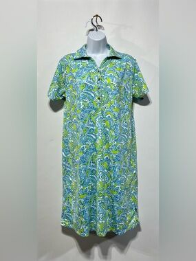 Banana Boat Women’s Mini Dress in Blue and Lime Paisley Size Large